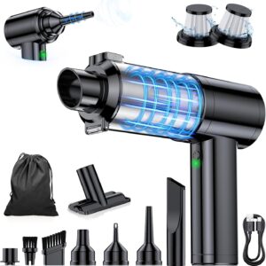 Car Vacuum Portable Cordless, 35000Pa High Power Brushless Motor Handheld Vacuum, 6-in-1 Rechargeable Mini Cleaner with Air Duster for Car, Home, Pet Hair, Keyboard, Grey
